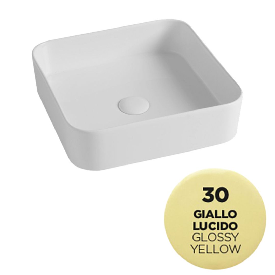 SMA42QU4030 Раковина накладная Olympia Smash, 40x40x11.5 см (цвет - желтый глянцевый)