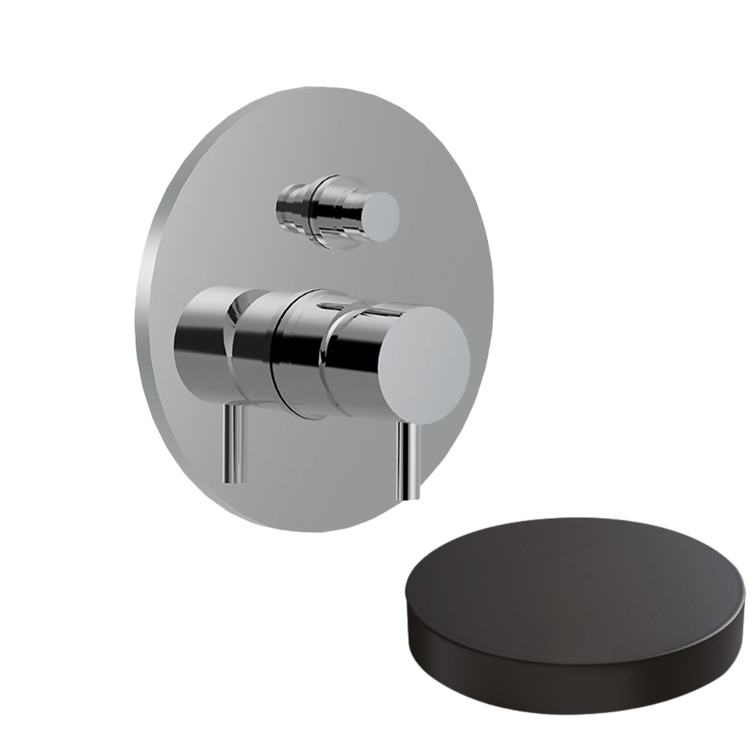 5963EPNO Внешняя часть смесителя для душа Giulini My Future встраиваемого, на 2 режима, с кнопкой-переключателем (цвет - черный матовый)