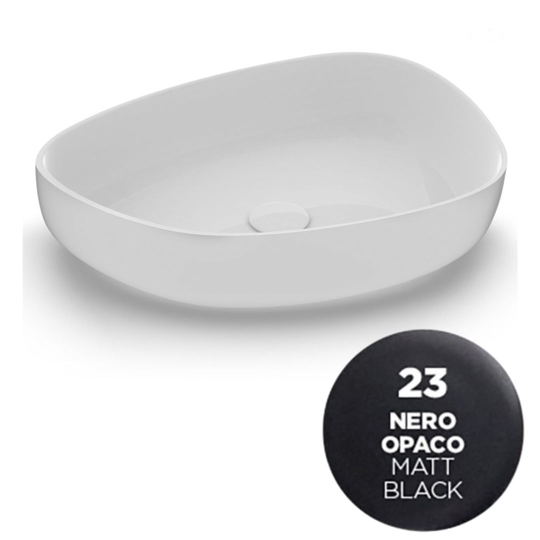 MET4255023 Раковина Olympia Metamorfosi накладная, 55x42xh14 см (цвет - черный матовый)