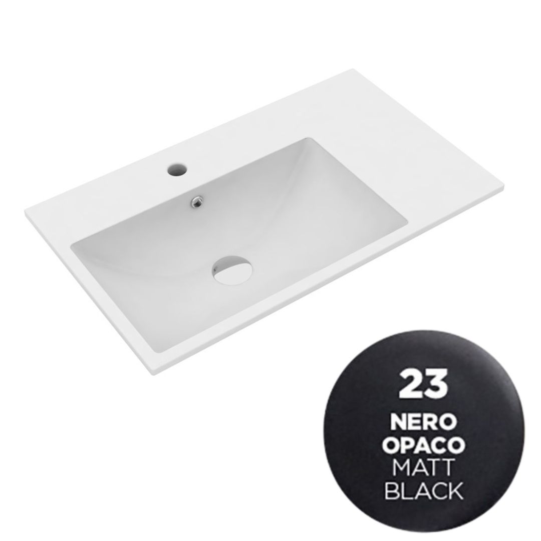 TUE4890123 Раковина Olympia Tutto Evo 90x45 см, с 1 отв. подвесная/встраиваемая (цвет - черный матовый)