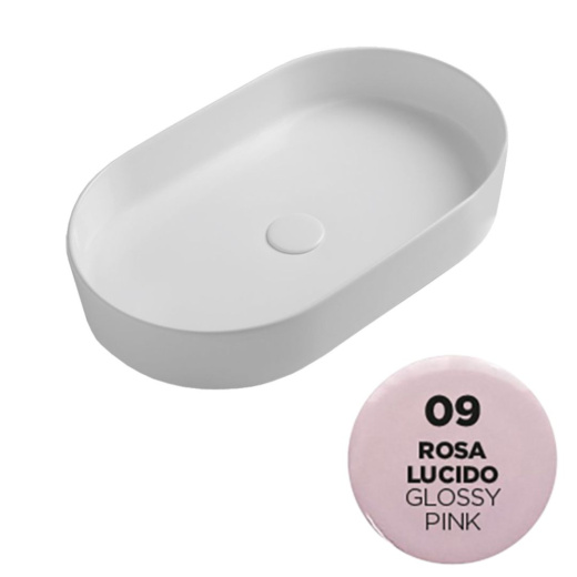 SMA42SO6009 Раковина накладная Olympia Smash, 60x36xh12 см (цвет - розовый глянцевый)#