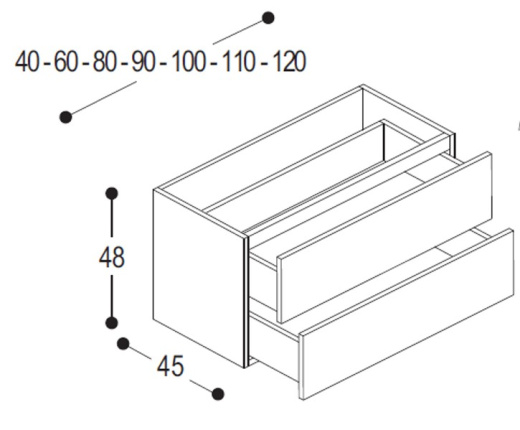 B2B48C 04 Подвесная тумба под раковину Moab Block 80x45х48 см,с отверстием для сифона, 2  ящика, декор Laquered Micro-Textured 3D (цвет - MIDNIGHT blue)