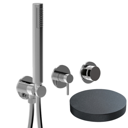 MRX5301DLEPGF Внешняя часть встраиваемого смесителя для душа Giulini My Ring Deluxe на 2 режима, однорычажный, поворотный переключатель, ручной душ + 1 доп. вывод воды (цвет - графит)