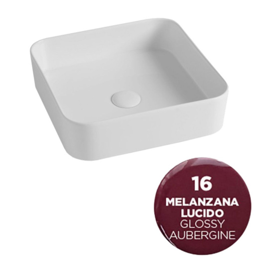SMA42QU4016 Раковина накладная Olympia Smash, 40x40x11.5 см (цвет - баклажан глянцевый)#